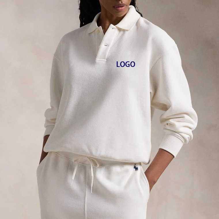 DUOLLB Women's Chic Long Sleeve Polo Sweatshirt Hoodie New Fashion LOGO Top With Plus Size Feature for Winter Spring/Autumn