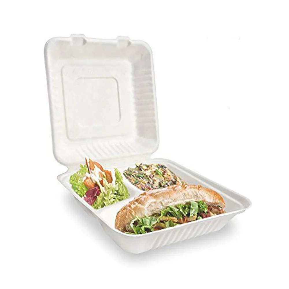 8inch Bagasse Pulp Biodegradable Compostable Food Box For Lunch - Buy ...