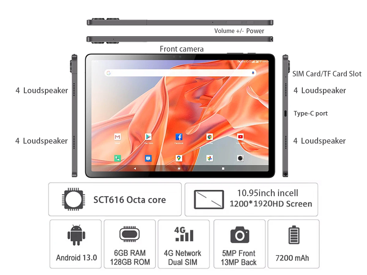11 Zoll Android 13 Tablet 4g Lte Mit Großem Akku Für Gaming_voghion.com