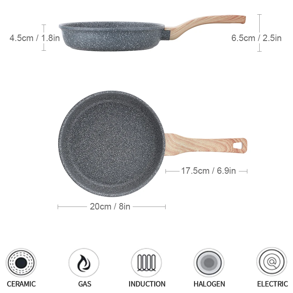 Non Stick Frying Pan For Gas Electric Induction Hob Granite Marble