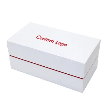 Rectangular large Capacity Merry Christmas Gift Rigid Paper Cookies Packaging Boxes With Small Bell And Ribbon