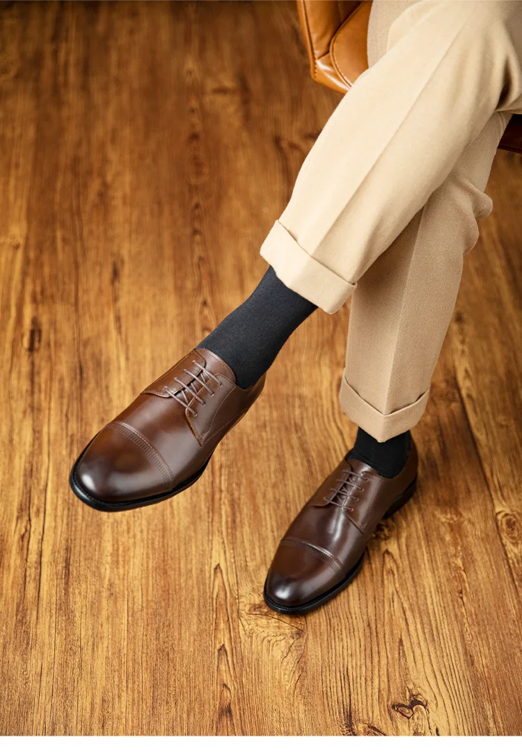 italian brown dress shoes Vero in Brown Men's Italian Leather Derby by DapperFam – DAPPERFAM main image 0