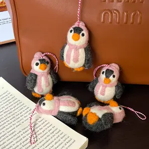 Handmade DIY Finished Wool Felt Doll Charms Adorable Miu Style Bag Pendants Keychain Accessories Cute Ornaments