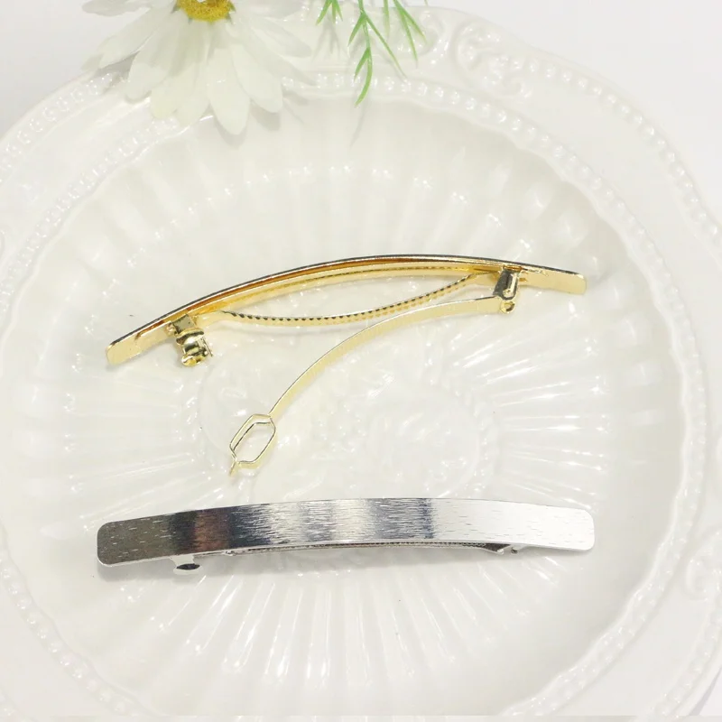 Французские винтажные длинные заколки для волос из двух частей металлические автоматические