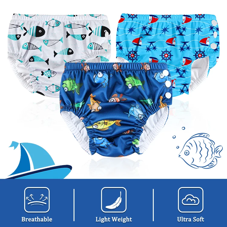 Famicheer BSCI 3Pcs Reusable Swim Diaper Swimming Pants Nappy for 6 Year Old