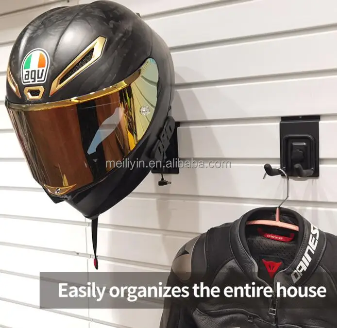 Retail Shop Wall Mount Helmet Hanger Metal Slatwall Motorcycle Helmet
