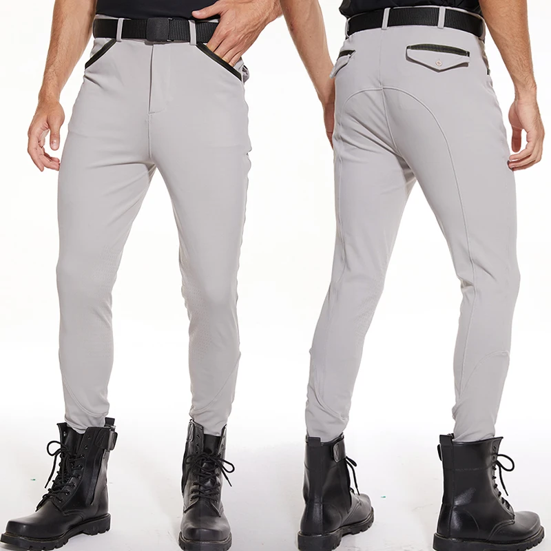 Популярные дизайнерские серые леггинсы для верховой езды одежда для мужчин XS-XL Силиконовая печать Верховая езда в обтяжку бриджи для мальчиков