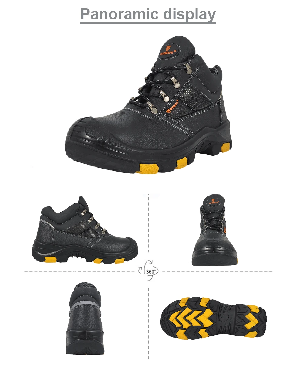 VITOSAFE Construction Protect Oil Resistant Rubber Outsole Classic Steel Toe Work Shoes Safety Boots for Men factory