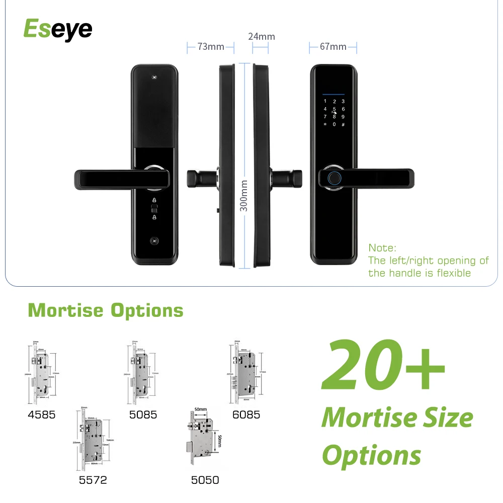 Eseye Fingerprint App Password Lock WiFi Security Waterproof Electronic Door Lock Digital TTlock Smart Lock With Fingerprint