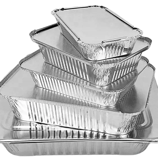10 20 50 PCS Food Grade Disposable Aluminum Foil Food Tray Rectangle Aluminium Foil Containers with Lids