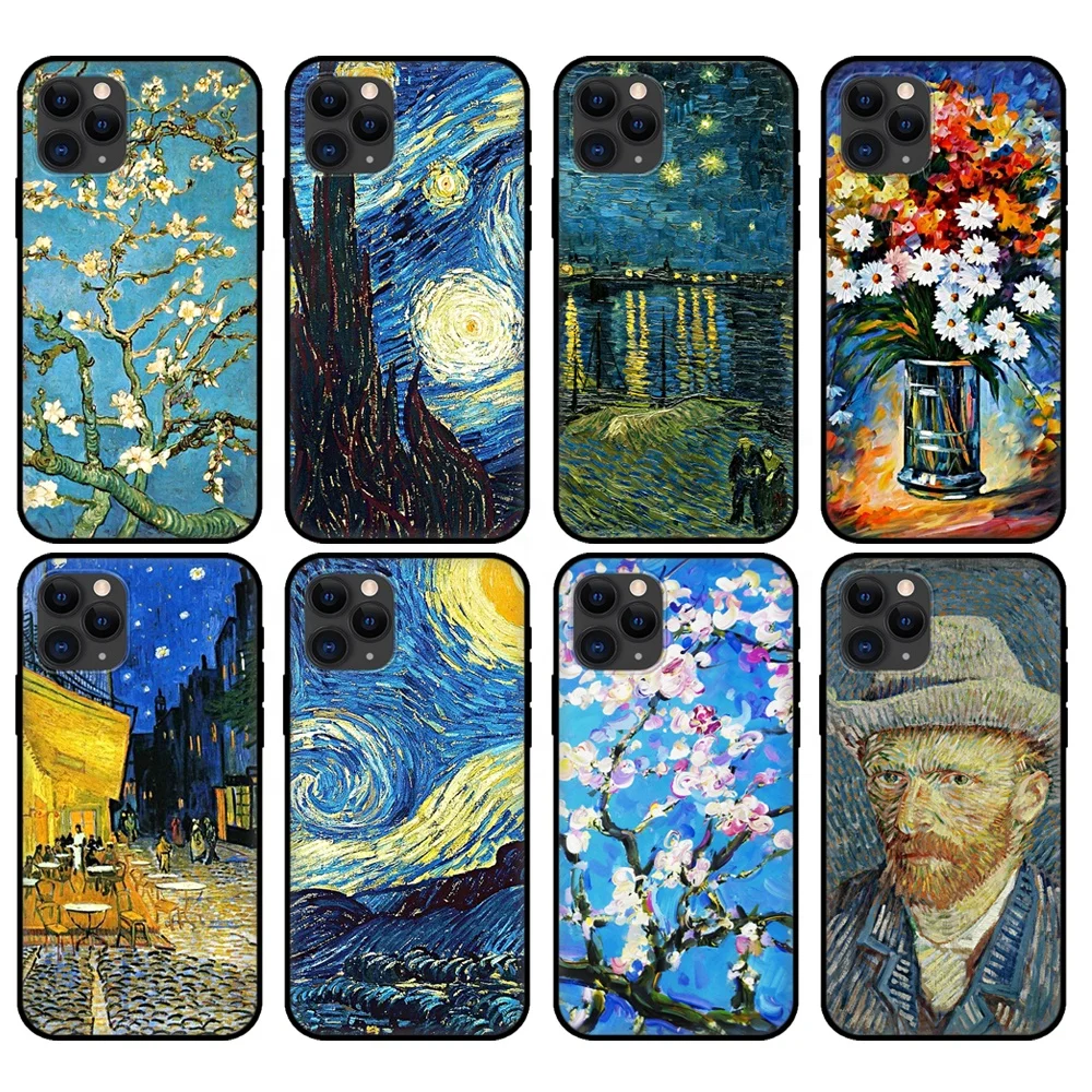 Case For Coque iphone 11 12 13 14 15 Pro Max Mini X XR XS 7 8 Plus SE2  Phone Cases Art Van Gogh Oil Painting Shockproof Covers