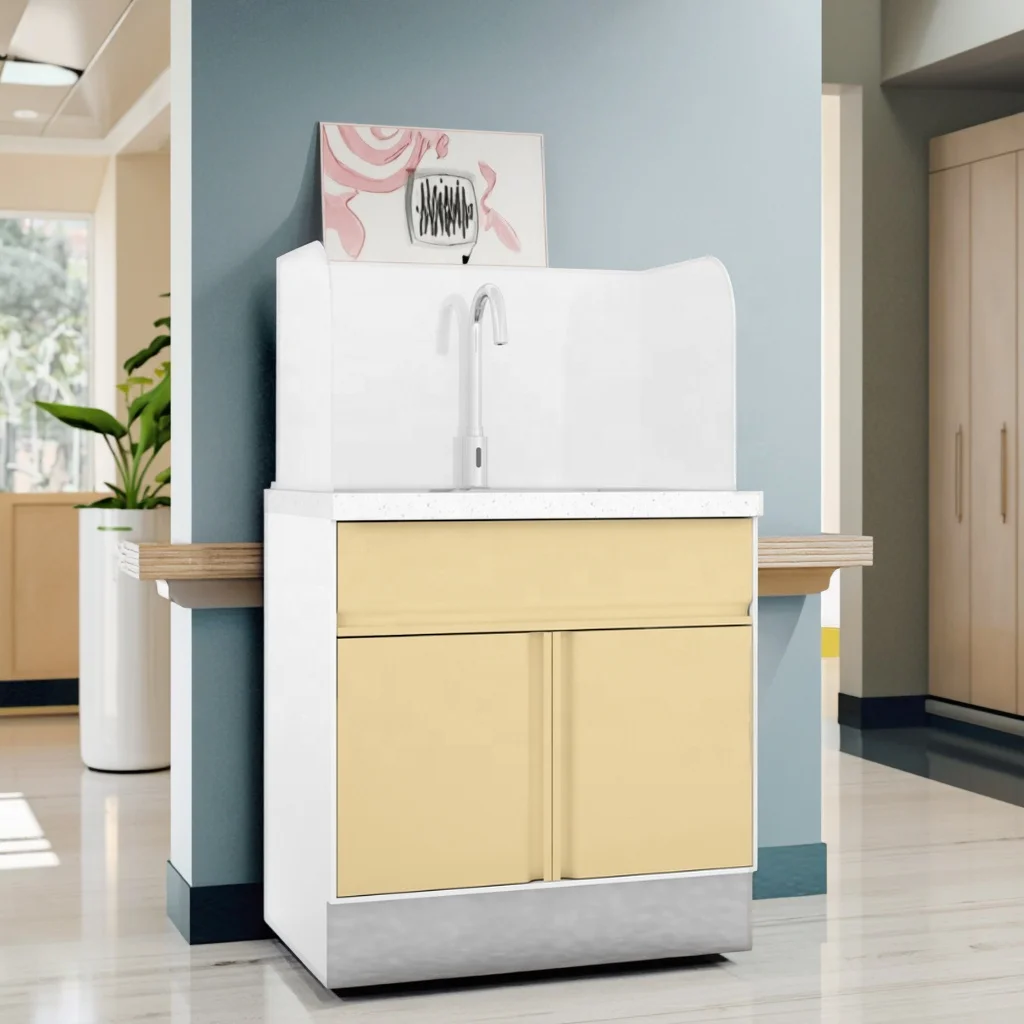 Sterile Processing Sink Base Cabinet 810mm Stainless Steel for Hospital with Seamless Welding and Chemical-Resistant Basin Area 5
