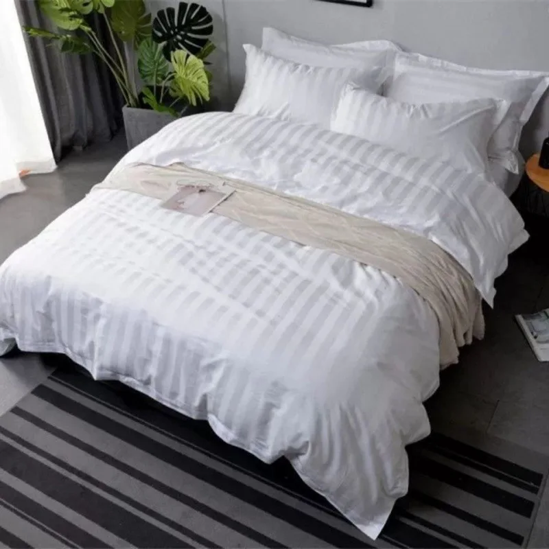 Комплект постельного белья размера «King-Size» из 100% хлопка с ручной вышивкой простыня для гостиниц белого цвета 300 ТК