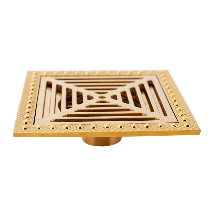 Anti-Odor Shower Drainage grates with Removal Cover Large-Displacement Anti-Clogging Shower Drain Hair Trap-Black WYMNAME Square Brass Shower Drain Channel Hair Catcher 