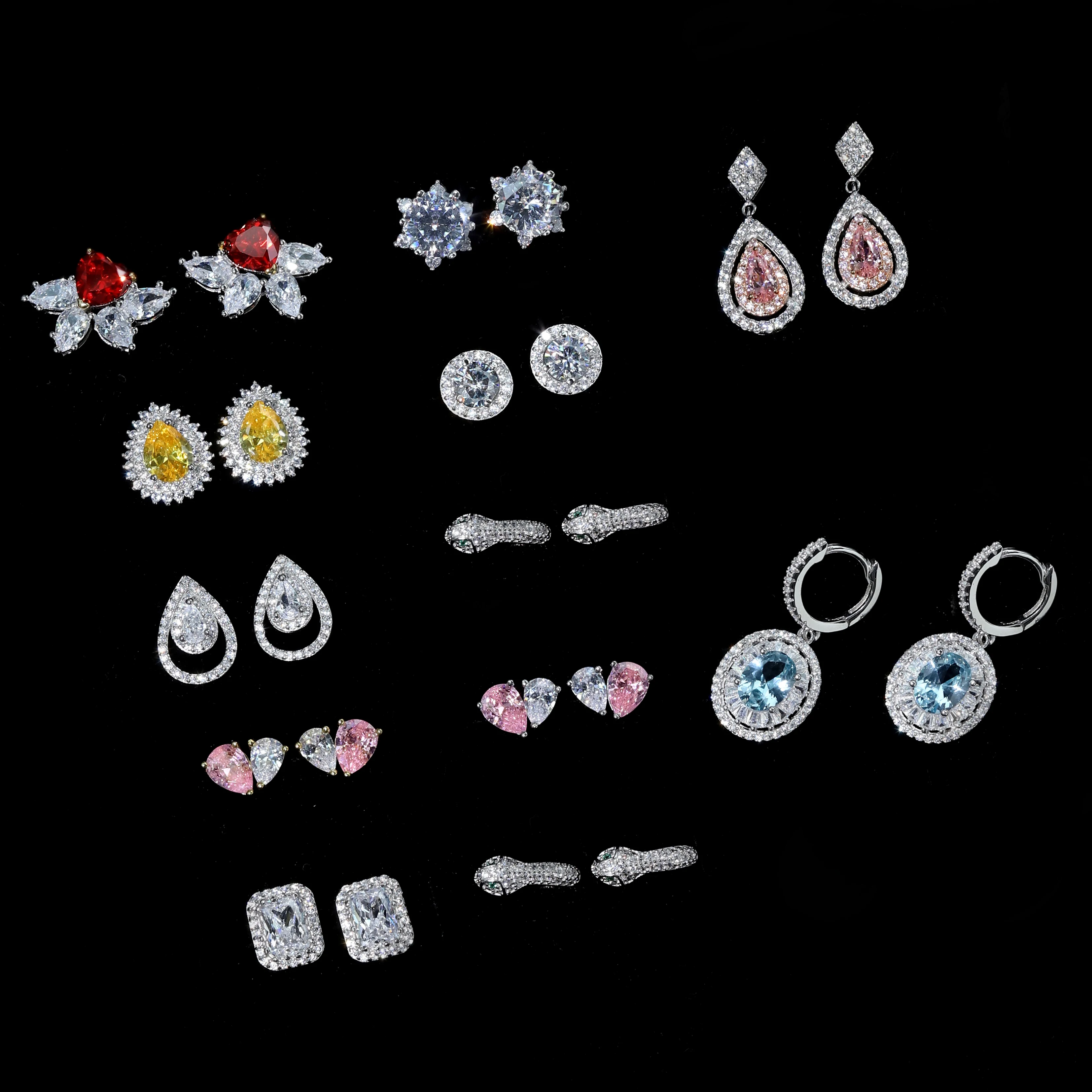 KristLand Orecchini A Fiore In Argento Sterling S925 Con Zirconi Cubici 5A – Regalo Di Nozze Per Donna