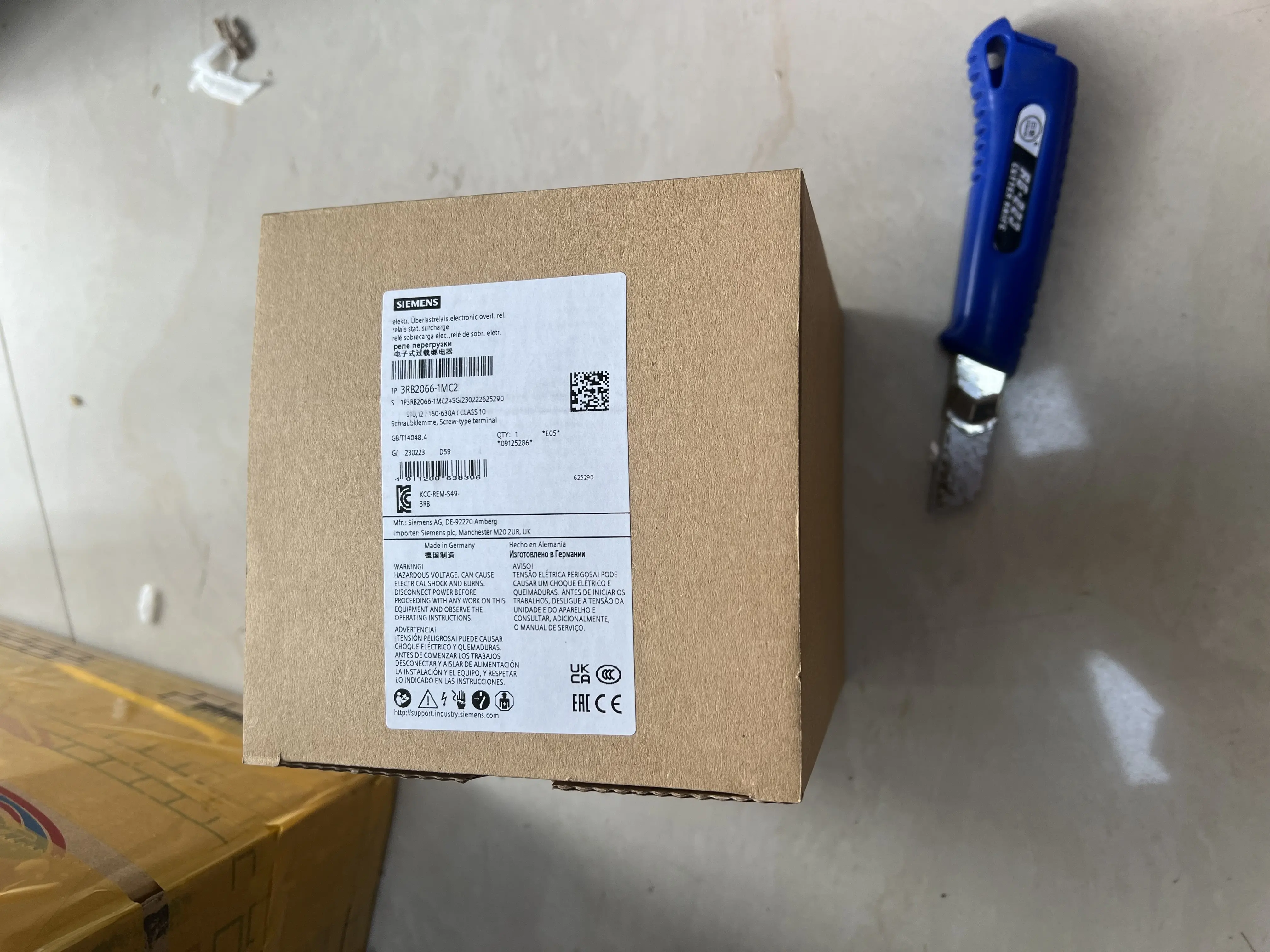 Siemens Overload relay 160...630 A for motor protection 3RB2066-1MC2 Siemens Overload relay 160...630 A for motor protection 3RB2066-1MC2