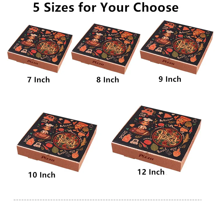 Printed Pizza Box Brown 7 Inch,8 Inch,9 Inch, 10 Inch, 11 Inch, 12 Inch, 13  Inch)