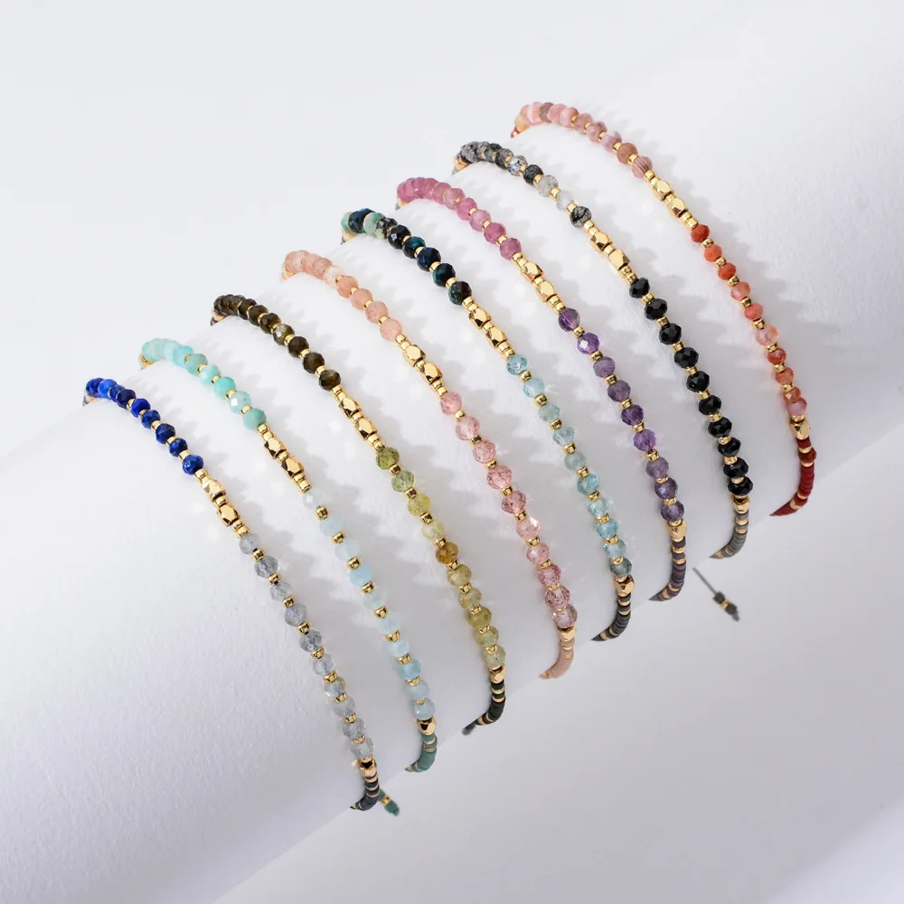 Hot Selling Miyuki Seed Beads Bracelet Simple Natural Gemstones Adjustable Bracelet Bohemian Handmade Beaded Bracelet for Women