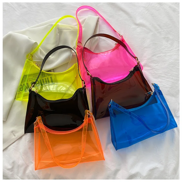 Womens Transparent Handbag Small Clear Shoulder Bag Summer PVC Crossbody Bag 