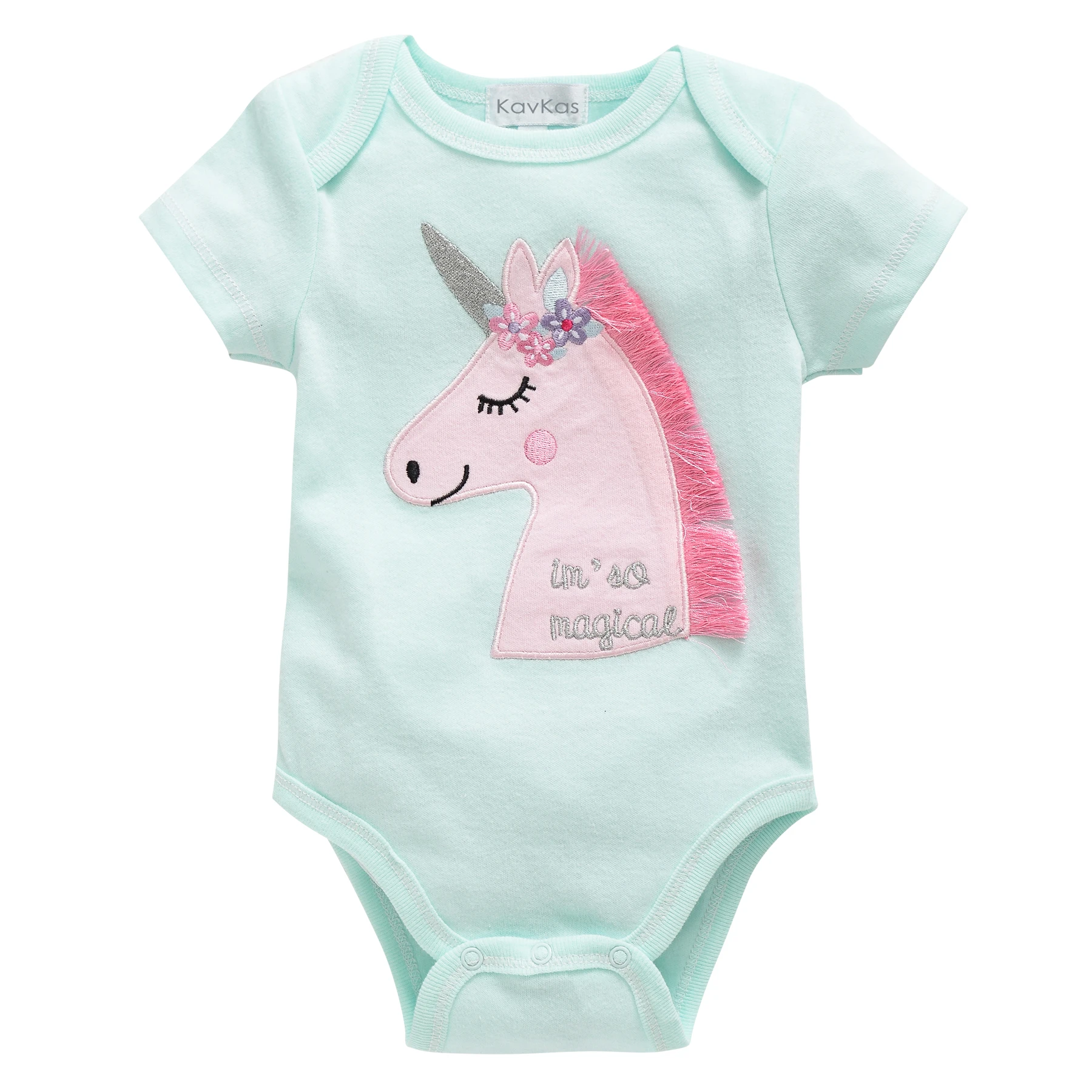 2024 новый цельный комбинезон для девочек с принтом единорога розовый с коротким рукавом 3 шт./упаковка