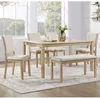 Rectangular 6 Person Dining Table Set with Bench and 4 Chairs