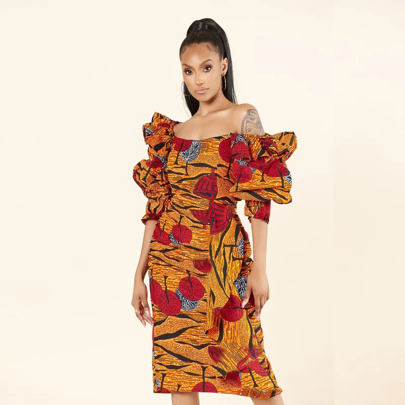 Multiple Style Causal Wearing Midi Dress African Kitenge Designs Plus Size Women Dresses