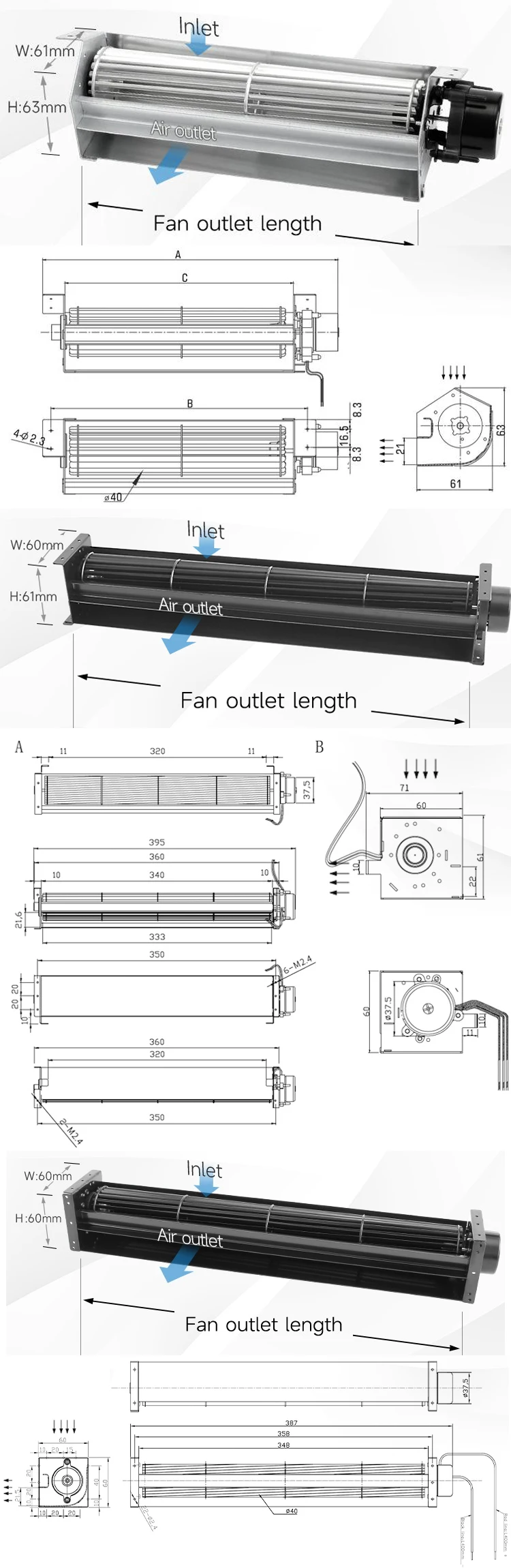 Air Curtain, 40mm, 50mm, Tangential, 12V - detail 20