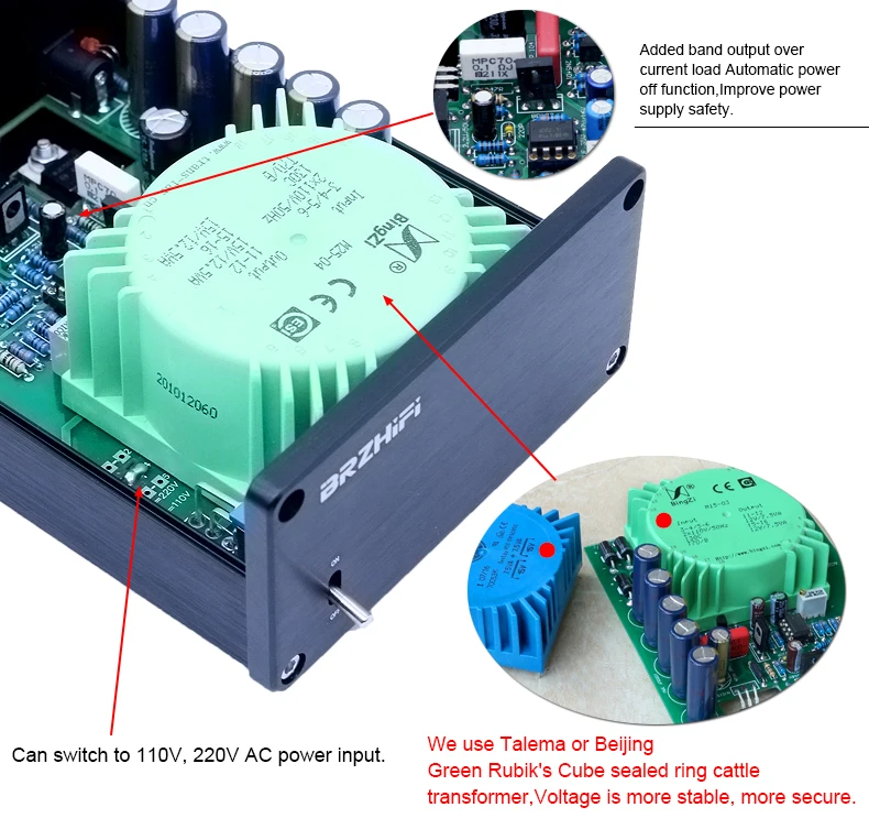 BRZHIFI 15W Regulated Linear Power Supply 5V 6V 7V 9V 12V 15V 24V optional Reference STUDER900 Audio Power Supply manufacture