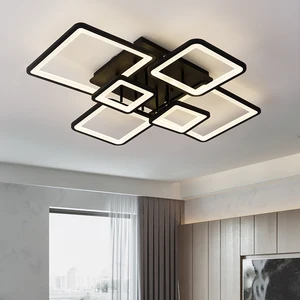 Home Ceiling Chandelier Remote Control Contemporary Black Indoor Acrylic Led square Ceiling Light Fixture