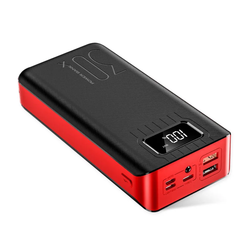 30000mah Portable LED Outdoor Power Bank with Charging Cable for Fast Charging External Battery for Iphone with Digital Screen