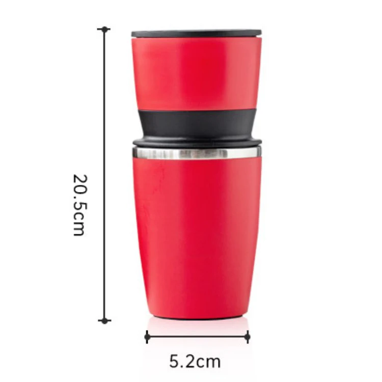Portable All-In-One Pour Over Coffee Maker Adjustable Hand-mill Burr Grinder with Insulated Tumbler for Travel Camping Hiking