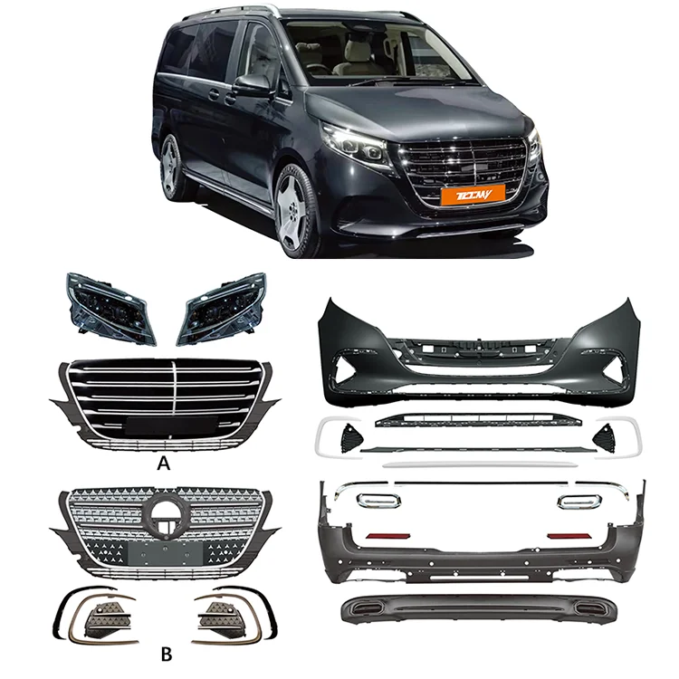 TDCMY Car Modification A/B Type Front and Rear Bumper Grille Full Bodykit Facelift for Mercedes Benz Vito/V Class