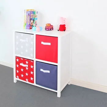 Kids Toy Storage Cabinets Foldable Wood Dresser for Children Living Room Furniture for Home Use