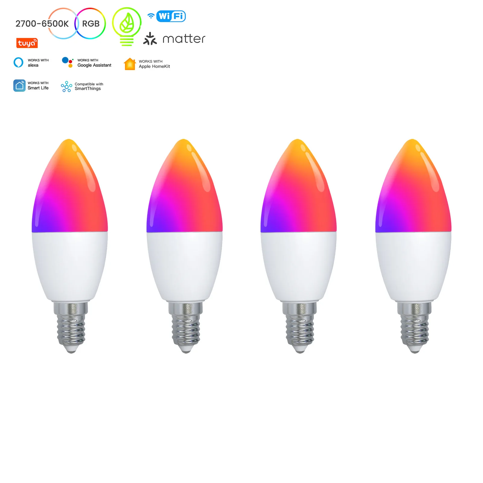 Hot Selling Products 2025 New Smart Bulb Matter WiFi Smart Home Products Led Bulb Led Candle Light Tuya Smart Life RGB Bulb