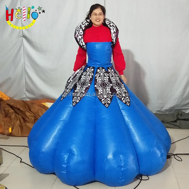 Customized Skirt Inflatable Clothes Blue Inflatable Costumes PVC Princess  Dress