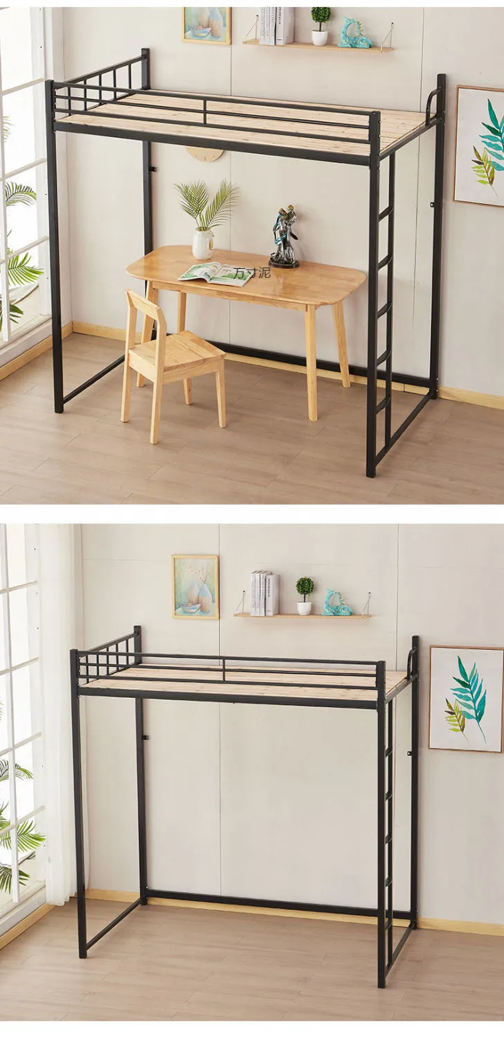 product college student apartment bed iron frame dormitory compliant bed table combination for small households lofts for school use-2