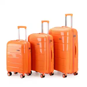 Luxury 4-Wheel Spinner PP 3-Piece Hard Side Trolley Luggage Set with Lock