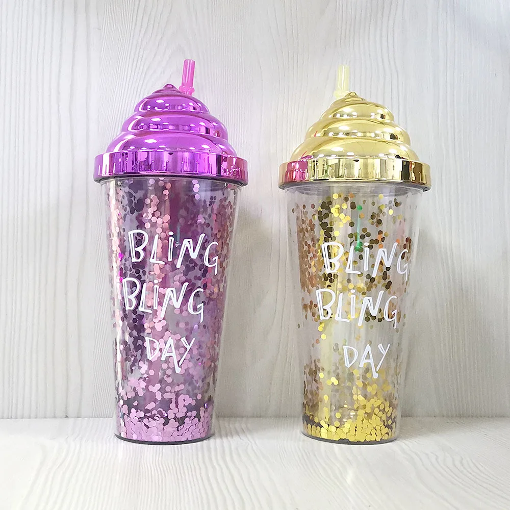 GZYSL RTS Bpa Free Plastic Double Wall Tumbler Cup Customized Logo Creative  Ice Cream Cover Electroplating Sequined Tumbler - Buy GZYSL RTS Bpa Free  Plastic Double Wall Tumbler Cup Customized Logo Creative