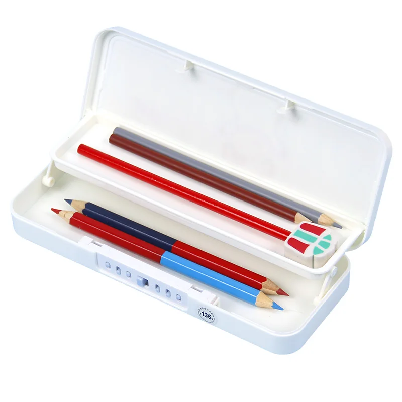 Secure Double-Layered Pencil Box Lock Durable Plastic Cartoon Design School  Supplies Kids Lockable Double-Layer Pencil Case Gift
