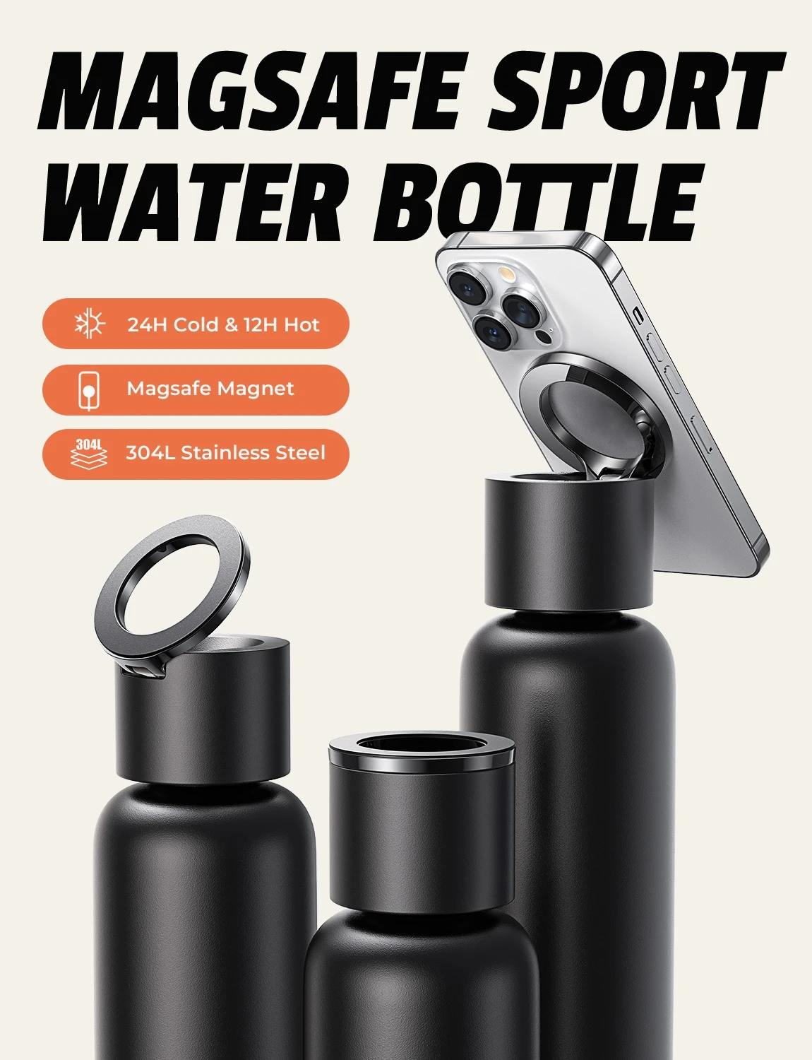 AINOPE 2024 24oz 750ml Multifunction Portable Water Bottle Magnet 