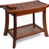 NZ500 Teak Bathroom Stool with Shower Head