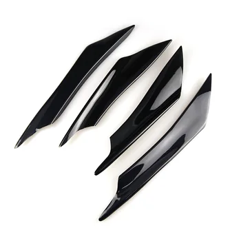 4pcs Black ABS Body Spoiler Canard Splitter Protector New Condition Front Bumper Lip Fin Air Trim for universal Cars