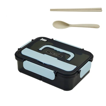 Wholesale Microwavable  Food grade PP 2 3 compartments Plastic lunch box  bento box lid  with phone holder spoon for students