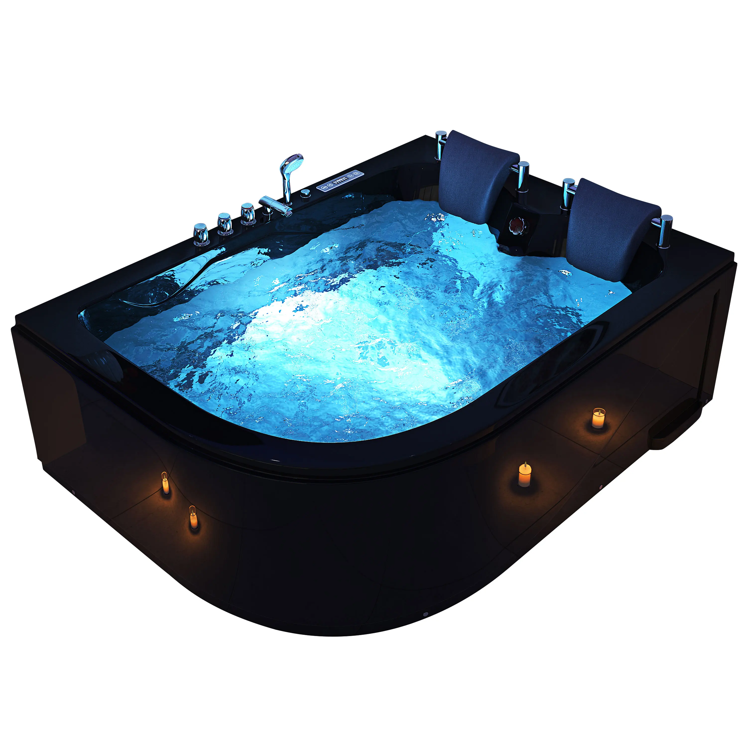 Black Bathtubs Whirlpools Two Person Acrylic Corner Indoor Bathroom Spa