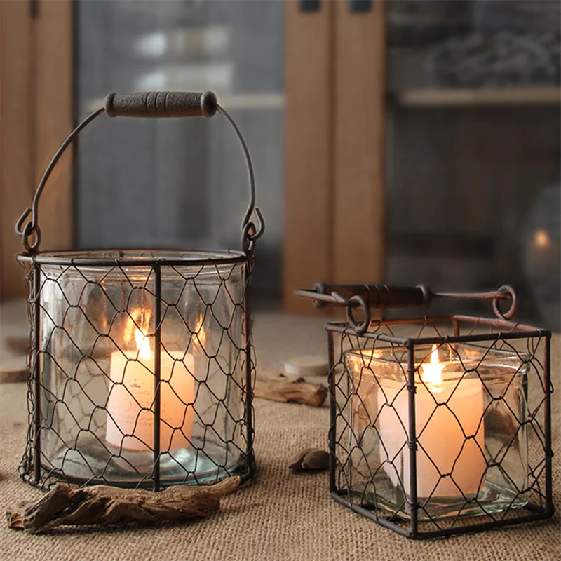Nordic Wrought Iron Lantern Candle Holder With Round Glass Buy Nordic