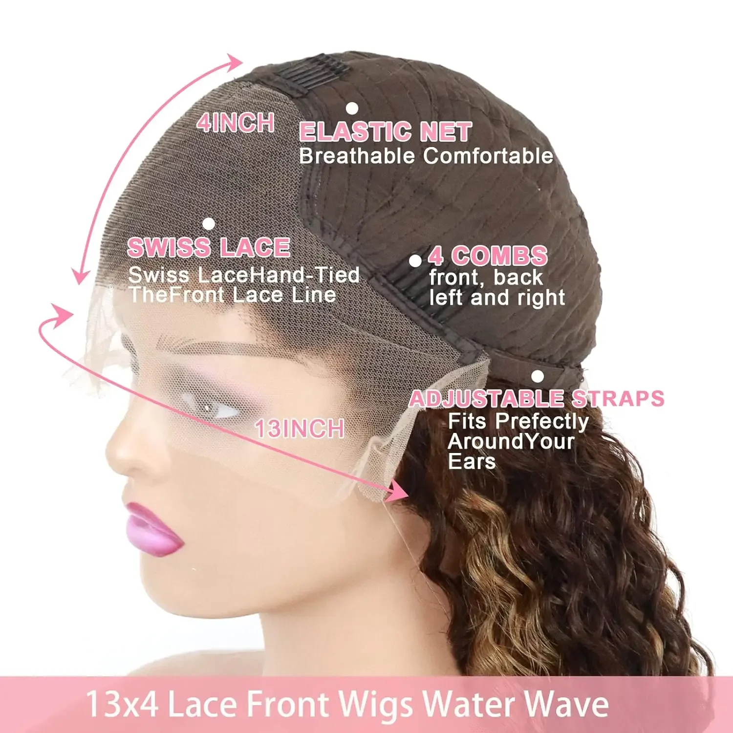 Perruque Lace Front Wig Ombre Cheveux Humains Pré-épilés 13x4 Blond Miel Ondulé HD Dentelle Frontale Perruques pour Femmes Sans Colle_voghion.com