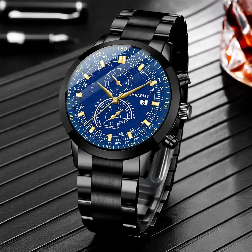 Cool Boys Business Watch All Black Mens Watch With Chronograph