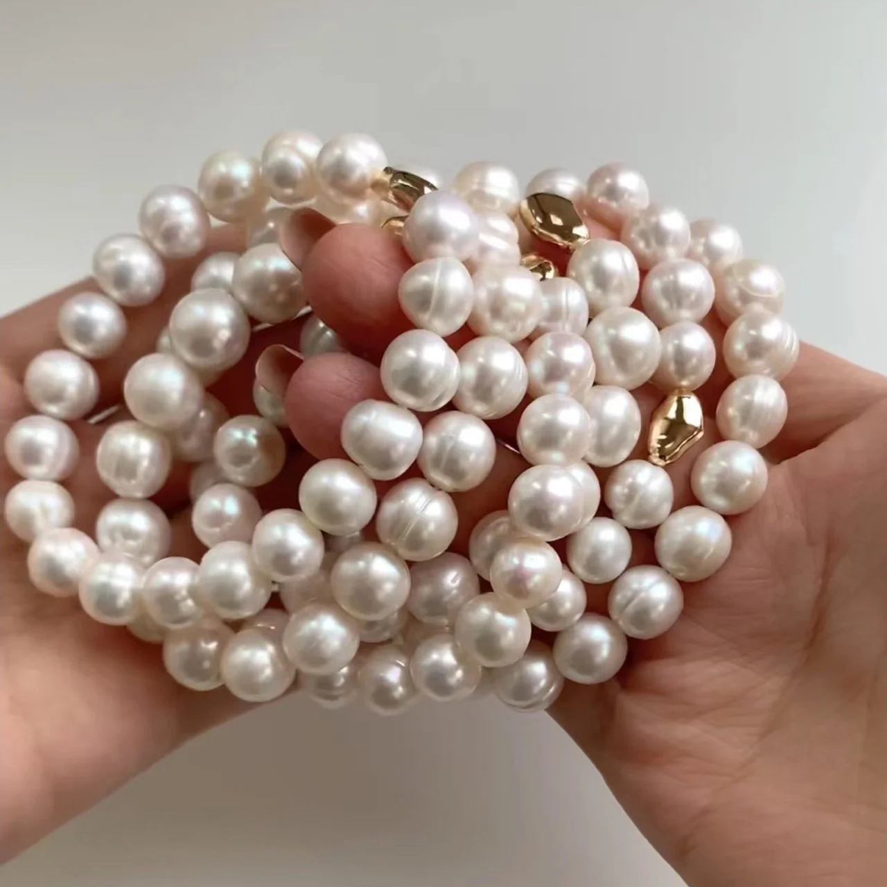 Luxurious Natural Freshwater Baroque Pearl Bracelet Elastic Bracelet with Beads Wedding Jewelry Gift for Women