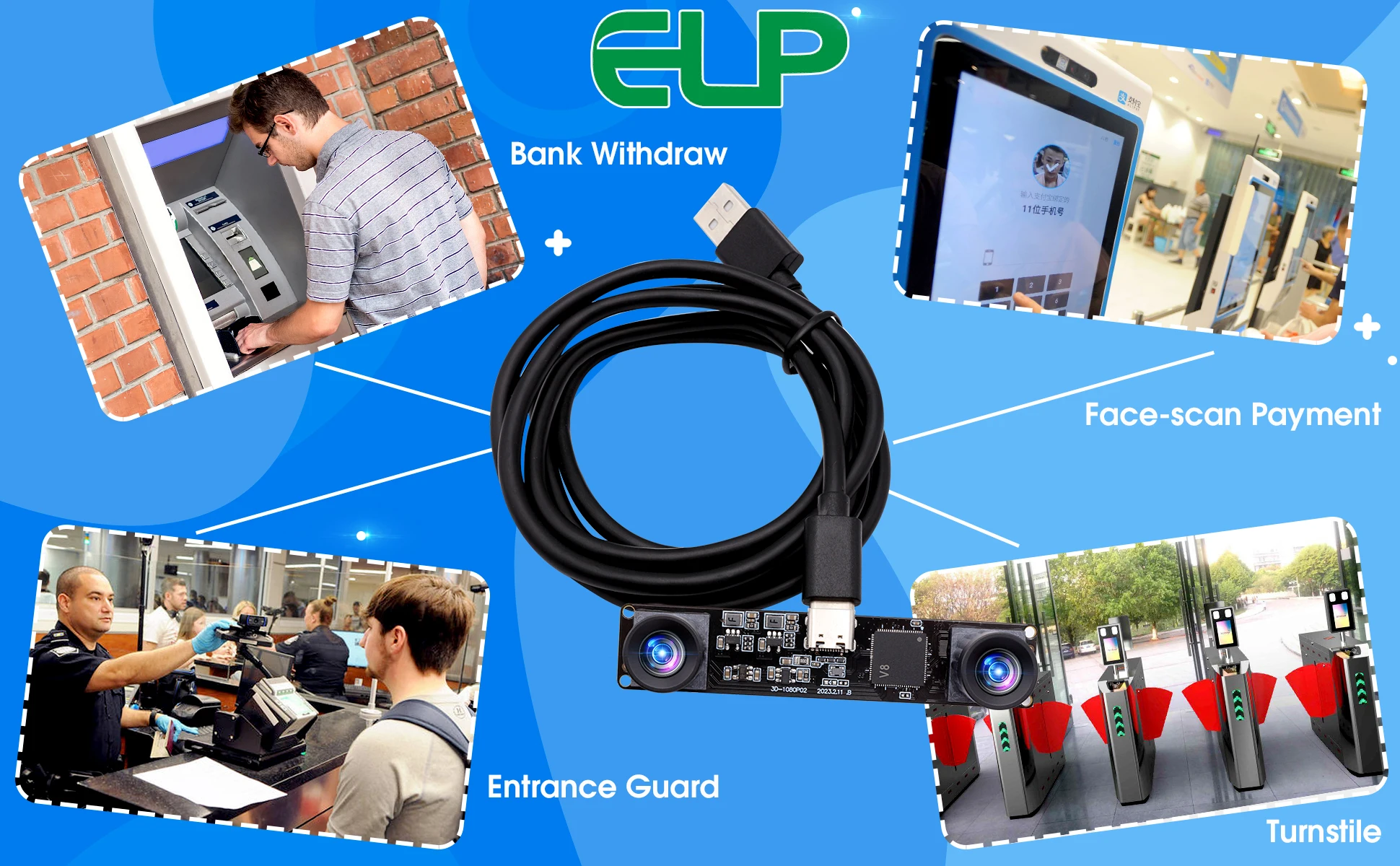 ELP 3D Stereo Camera 3840X1080P 60FPS - Synchronous Dual Lens for 3D VR ...