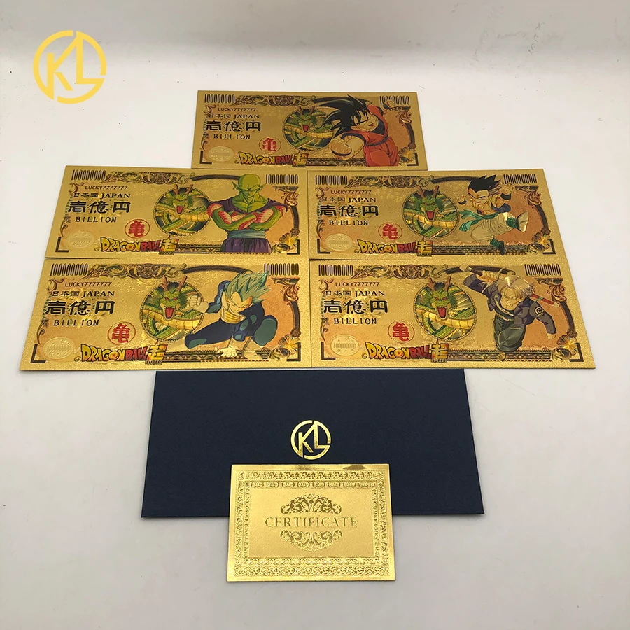 DBZ 41 Designs Japan Dragon Ball Bejita Yonsei Vegeta IV 10000 Yen Gold Plastic Banknote for Classic Childhood Memory Collection